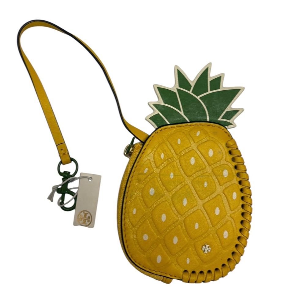 Tory Burch Pineapple Coin Purse, Wristlet, Bag Charm, Key Fob. Yellow Multi BNWT